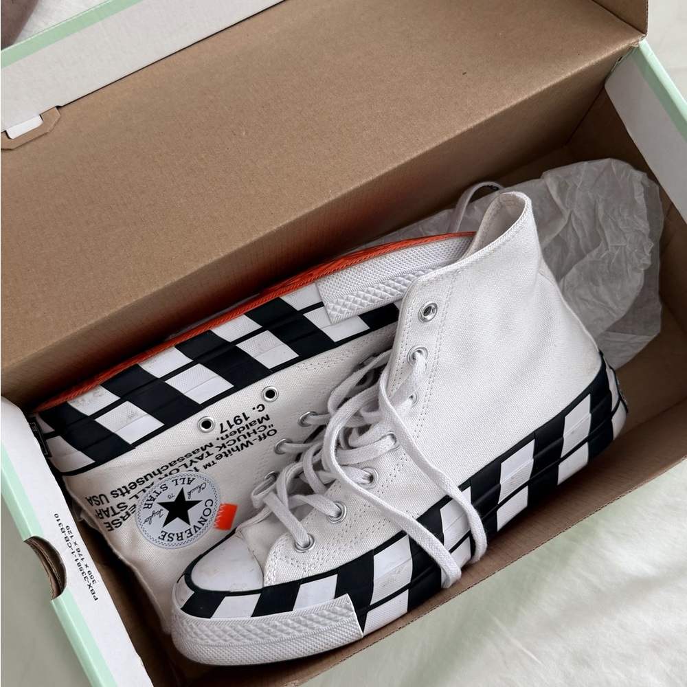 Off-White White High-Top Converse with original box